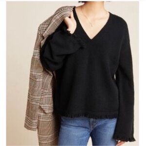 Anthropologie Joy fringe sweater size s black